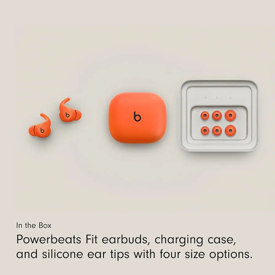 Beats Powerbeats Fit - Wireless Noise Cancelling Workout Earbuds with Secure-Fit Wingtips, Up to 30-Hour Battery Life, Sweat & Water Resistant, Apple & Android Compatible - Spark Orange